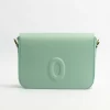 کیف دوشی زنانه چرم طبیعی اوال Oval مدل 101 طرح O رنگ سبز آبی