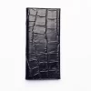 کیف پول کتی چرم طبیعی اوال Oval مدل W2 طرح کروکو رنگ مشکی