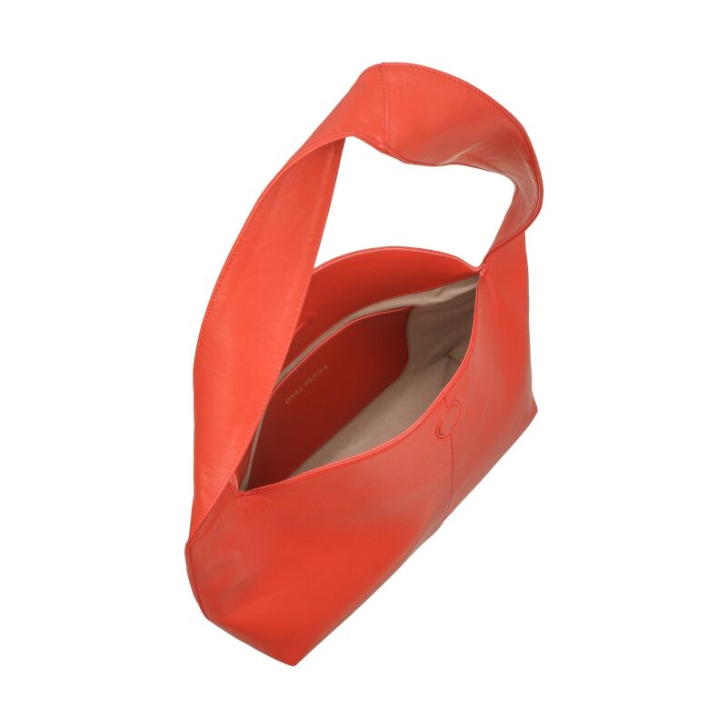 کیف زنانه چرم طبیعی Oval مدل 108 رنگ نارنجی