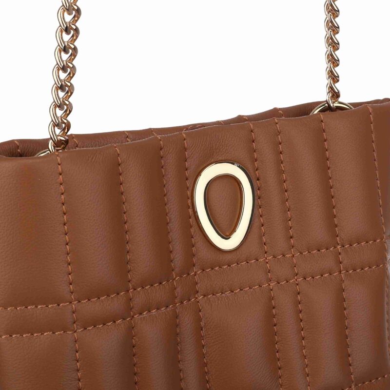 کیف زنانه چرم طبیعی Oval مدل 105 رنگ شتری