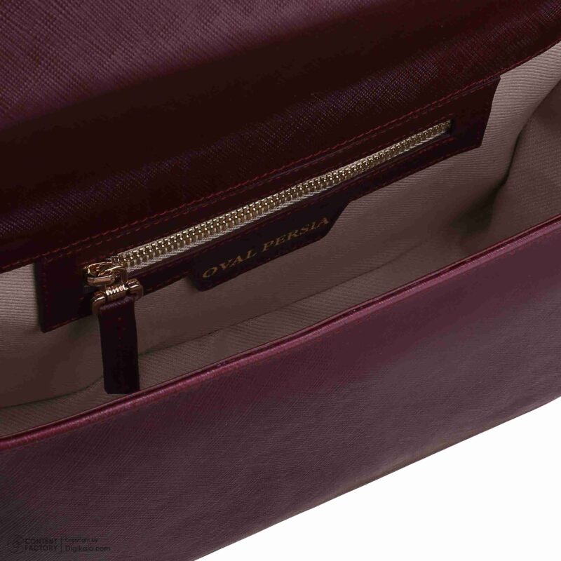 کیف زنانه چرم طبیعی Oval مدل 107 رنگ زرشکی