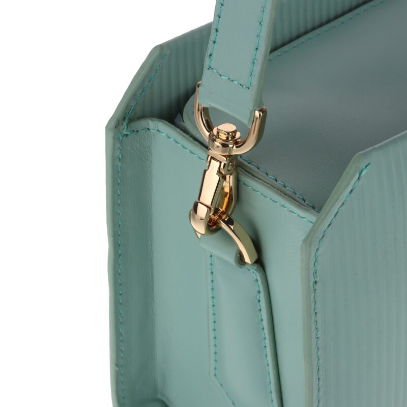 کیف زنانه چرم طبیعی Oval مدل 110 رنگ سبز آبی