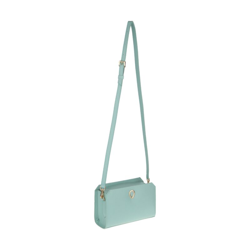 کیف زنانه چرم طبیعی Oval مدل 110 رنگ سبز آبی