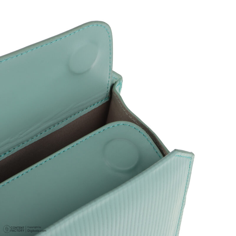 کیف زنانه چرم طبیعی Oval مدل 110 رنگ سبز آبی