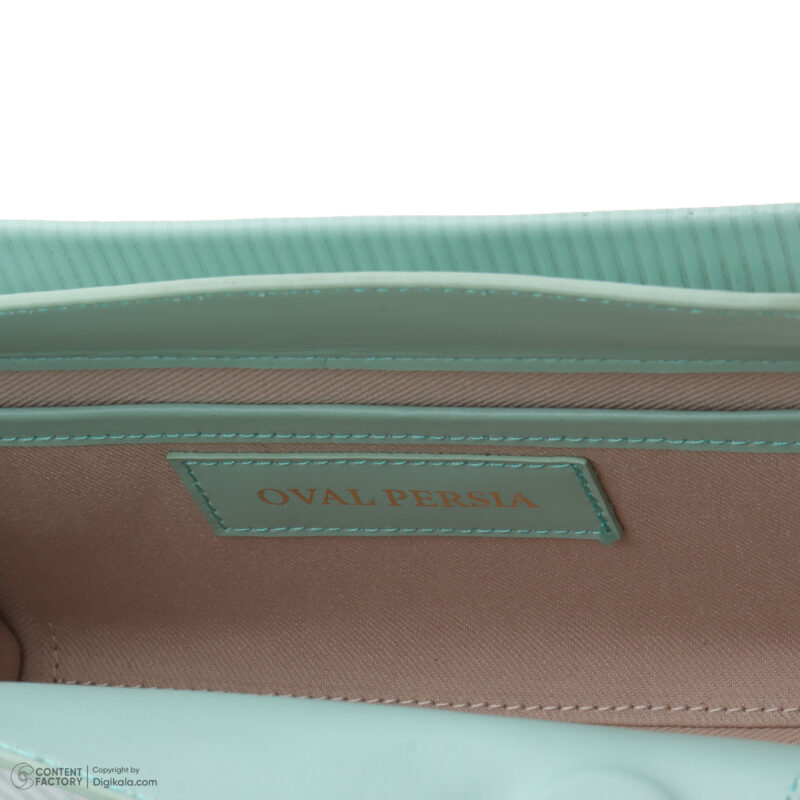 کیف زنانه چرم طبیعی Oval مدل 110 رنگ سبز آبی
