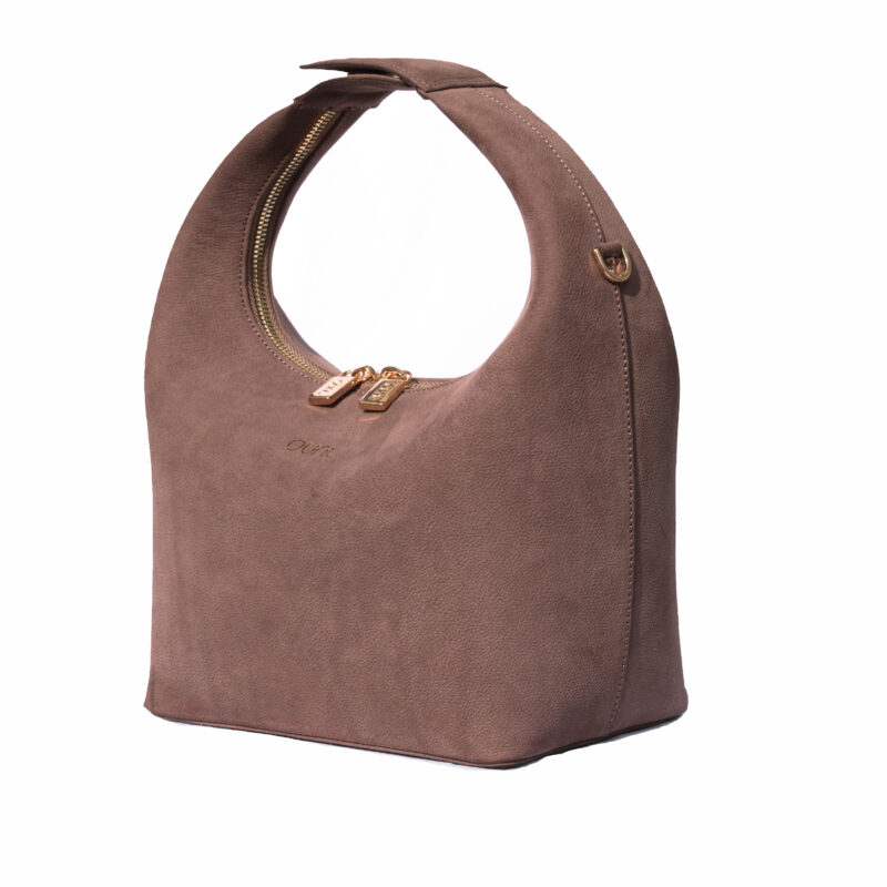 کیف زنانه چرم طبیعی Oval مدل 118 رنگ قهوه ای نبوک