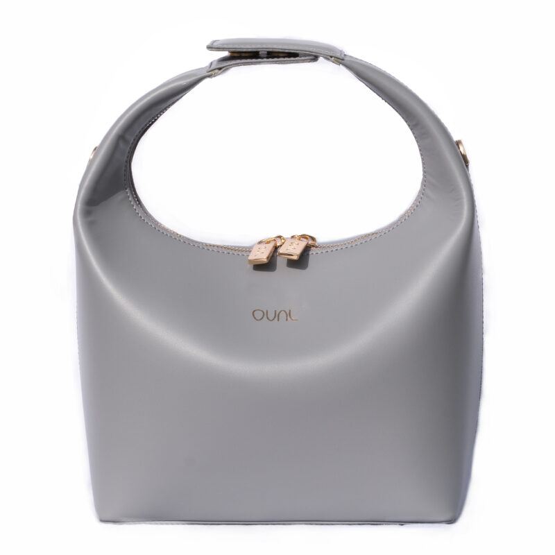 کیف زنانه چرم طبیعی Oval مدل 118 رنگ طوسی