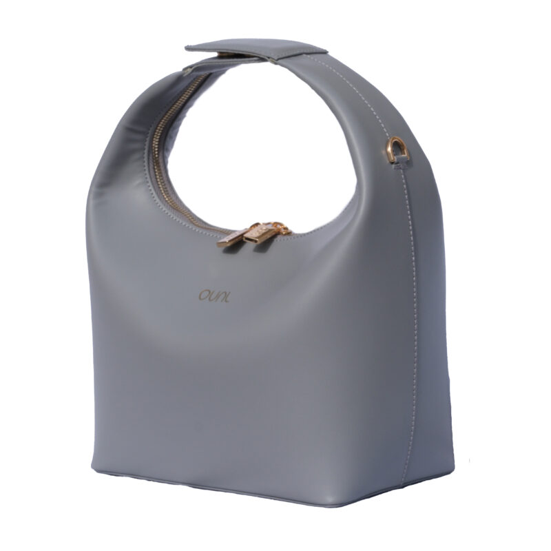 کیف زنانه چرم طبیعی Oval مدل 118 رنگ طوسی