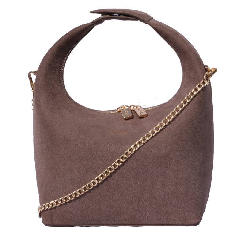 کیف زنانه چرم طبیعی Oval مدل 118 رنگ قهوه ای نبوک