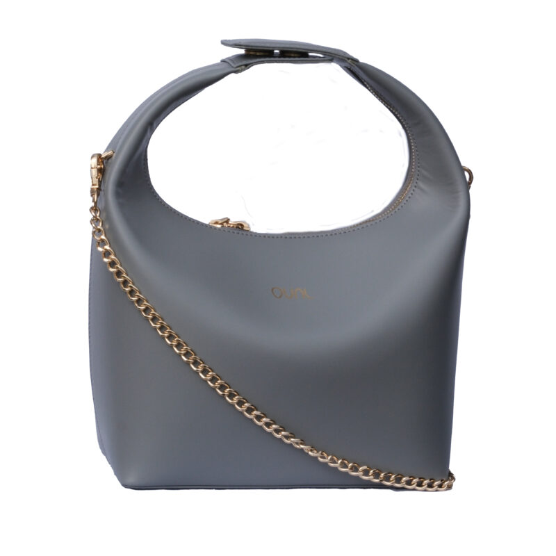 کیف زنانه چرم طبیعی Oval مدل 118 رنگ طوسی